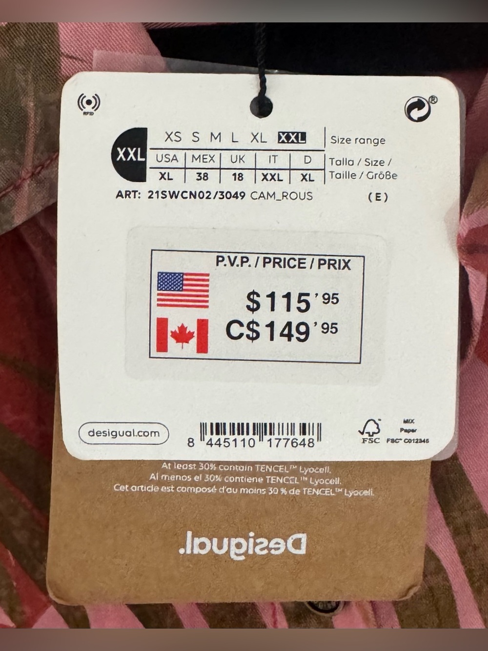 NWT Desigual Tropical Floral Button Front Blouse - Women’s Size XXL - Picture 3 of 4